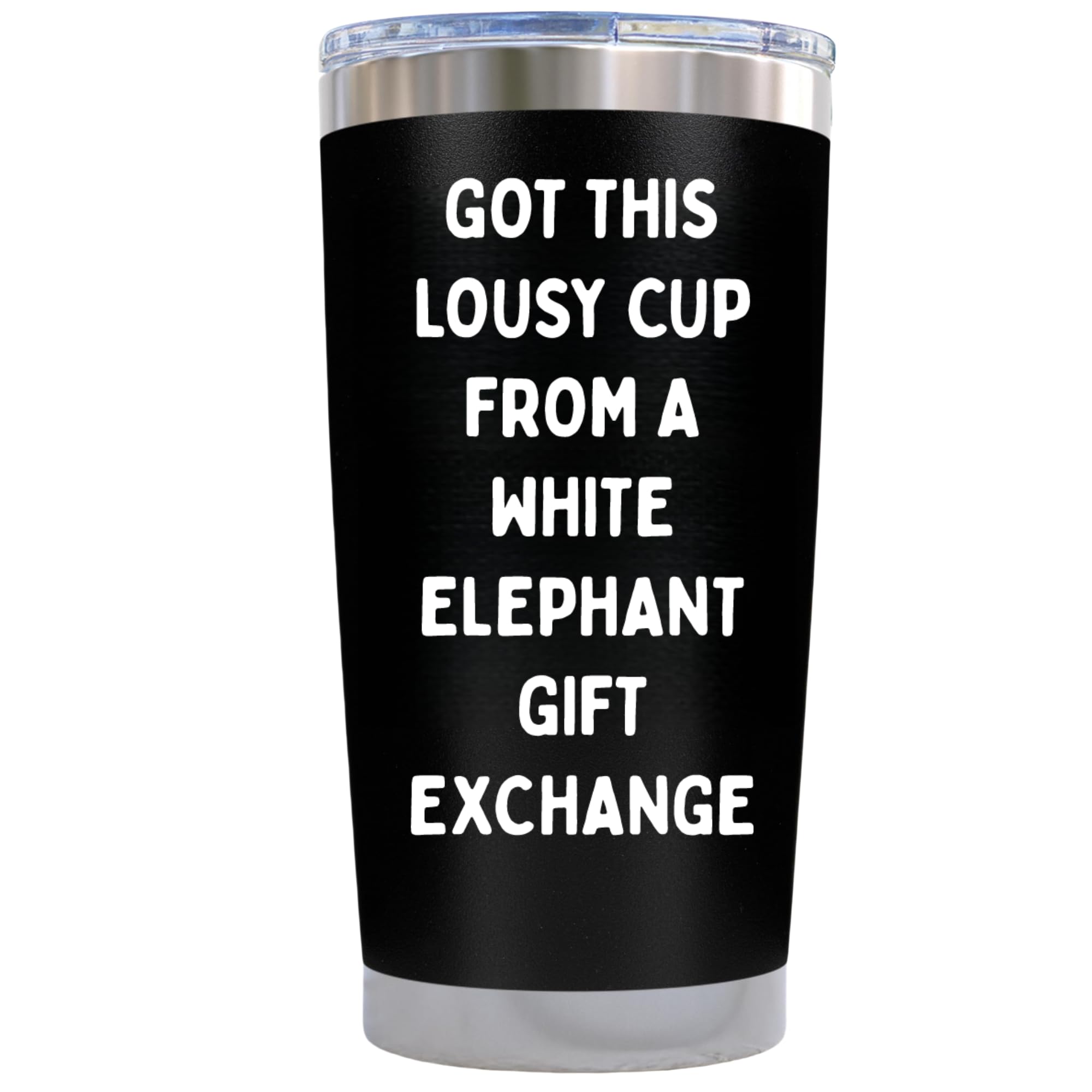 MJZAKEFR funny white elephant gift 20oz tumbler ideal for party gifts and exchanges.