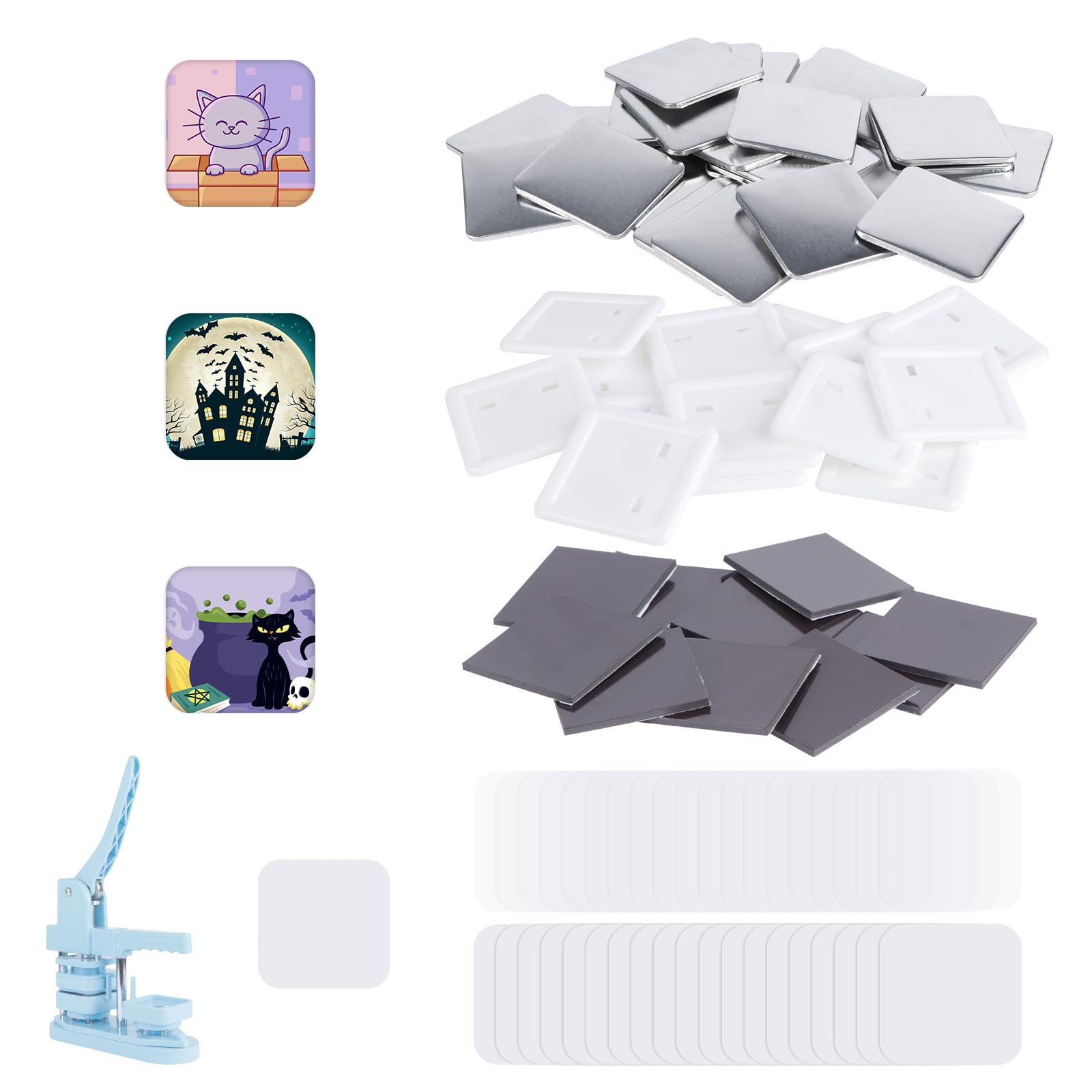 MK.Bear square button kit metal cover for durable 50mm fridge magnets in daily use