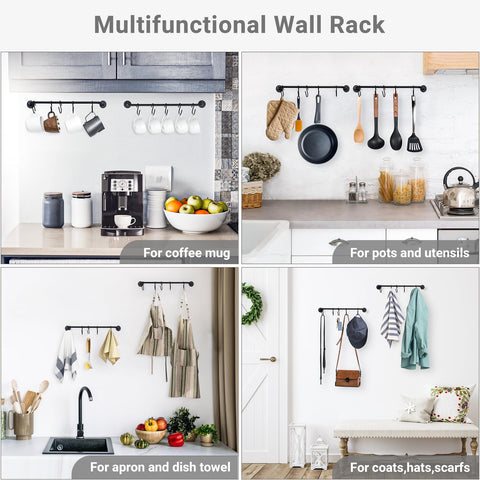 Mkono versatile wall rack for mugs hats towels.