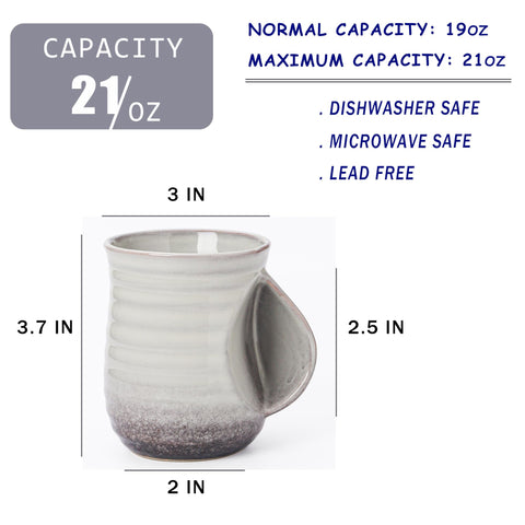 Mkour handmade mug with unique glaze adds artisanal charm.
