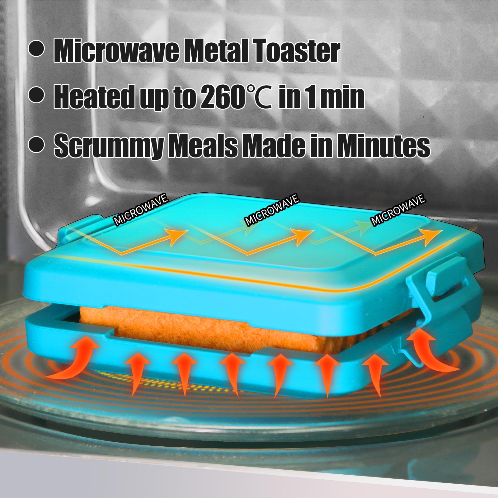 MKYSAIL blue open lid view showing easy microwave toasting