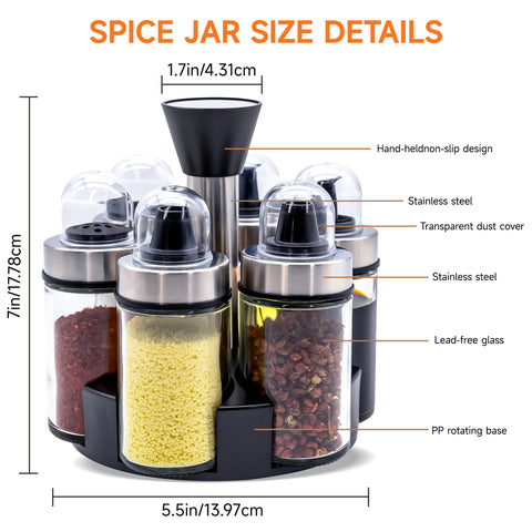 Mlici 360-degree rotating holder enabling quick access to condiments.