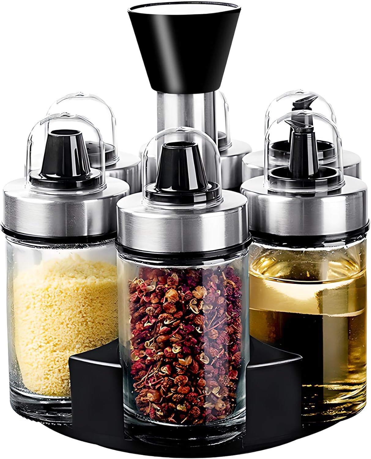 Mlici oil and vinegar dispenser set on a kitchen counter for organized cooking.