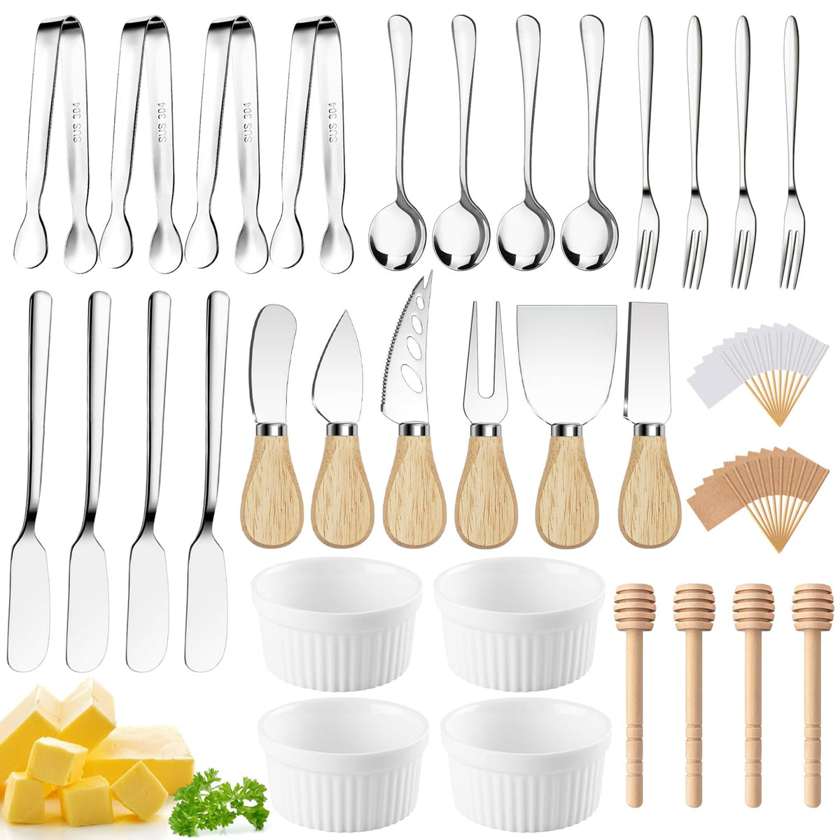 Mlurcu charcuterie set cheese knives for precise slicing and spreading on boards.