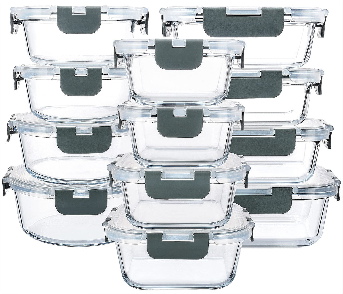 M MCIRCO 24-piece glass storage set keeps meals fresh and organized.