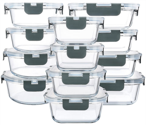 M MCIRCO 24-piece glass storage set keeps meals fresh and organized.