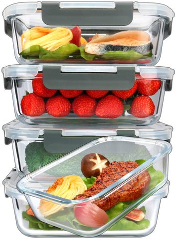 M MCIRCO 36oz glass meal prep container with snap lid for leakproof fridge-to-table meals.