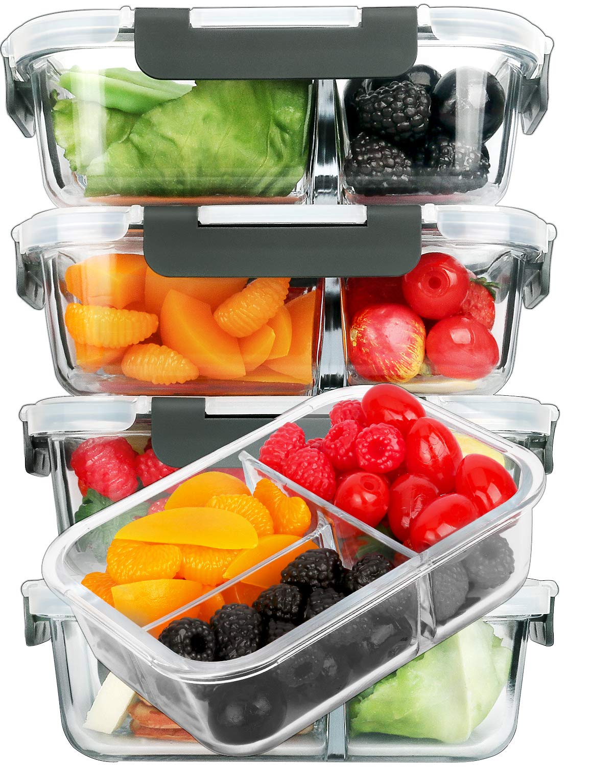M MCIRCO 36oz divided glass container for portion control and reheating