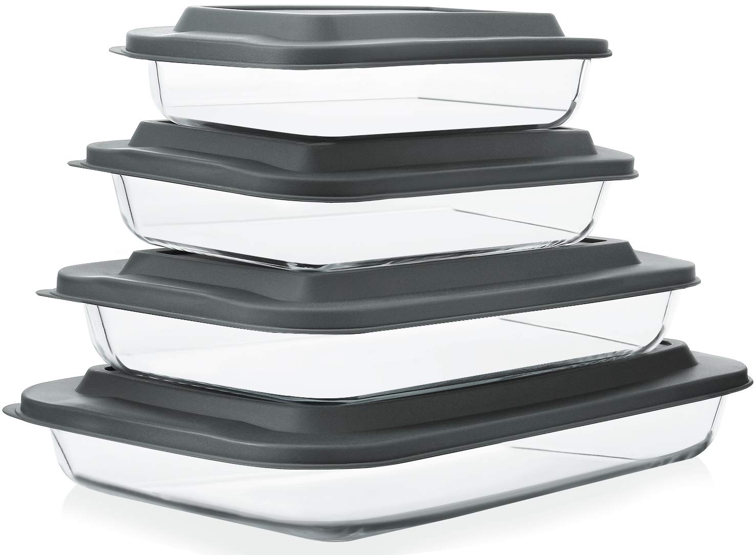 M MCIRCO 8 piece deep glass baking dish set with lids for fresh leftovers