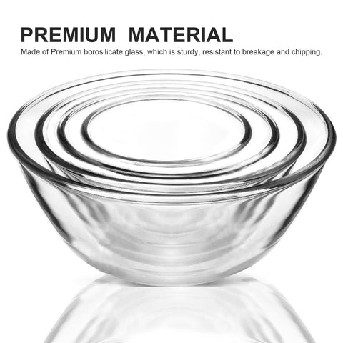 M MCIRCO 1.7 qt glass bowls assembled for mixing and portioning ingredients