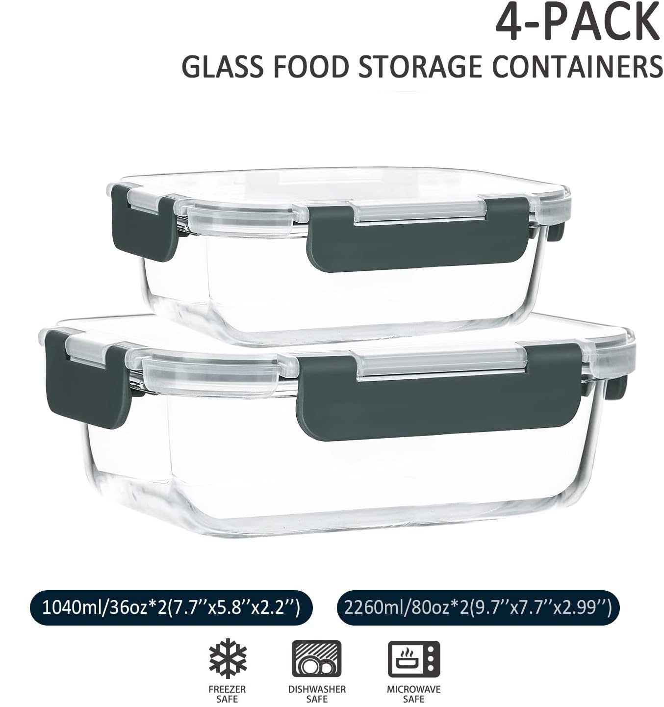 MMCIRCO 36 oz glass container with airtight lid, perfect for weekly portions.