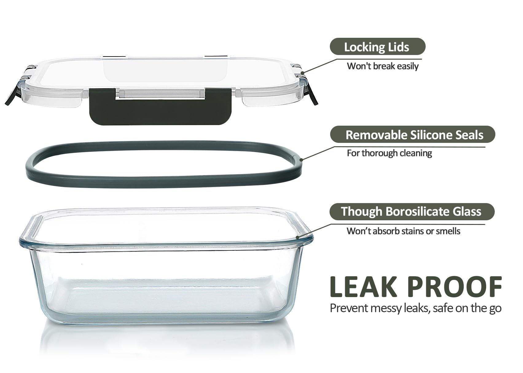 M MCIRCO snap-lock lids seal freshness and prevent leaks during transport.