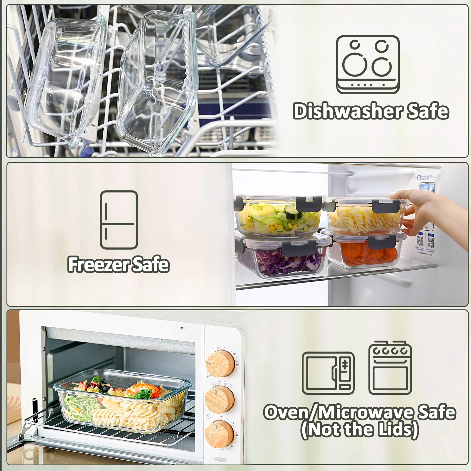 M MCIRCO stackable design saves fridge space and organizes meals.