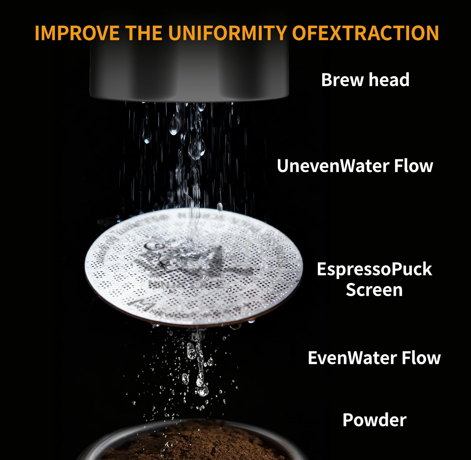 M MEWCO portafilter funnel 58mm for precise dosing in Ninja Luxe setups.