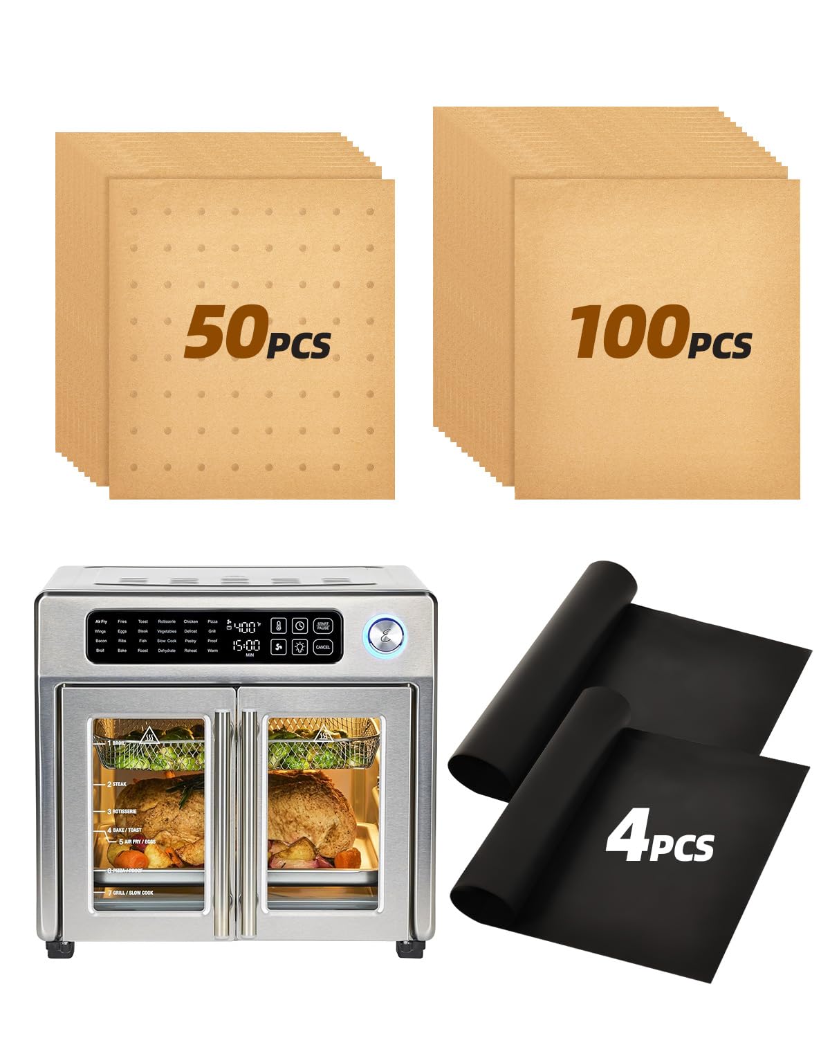 MMH 154pcs oven liners for Emeril Lagasse 26qt oven—even cooking and mess-free prep.