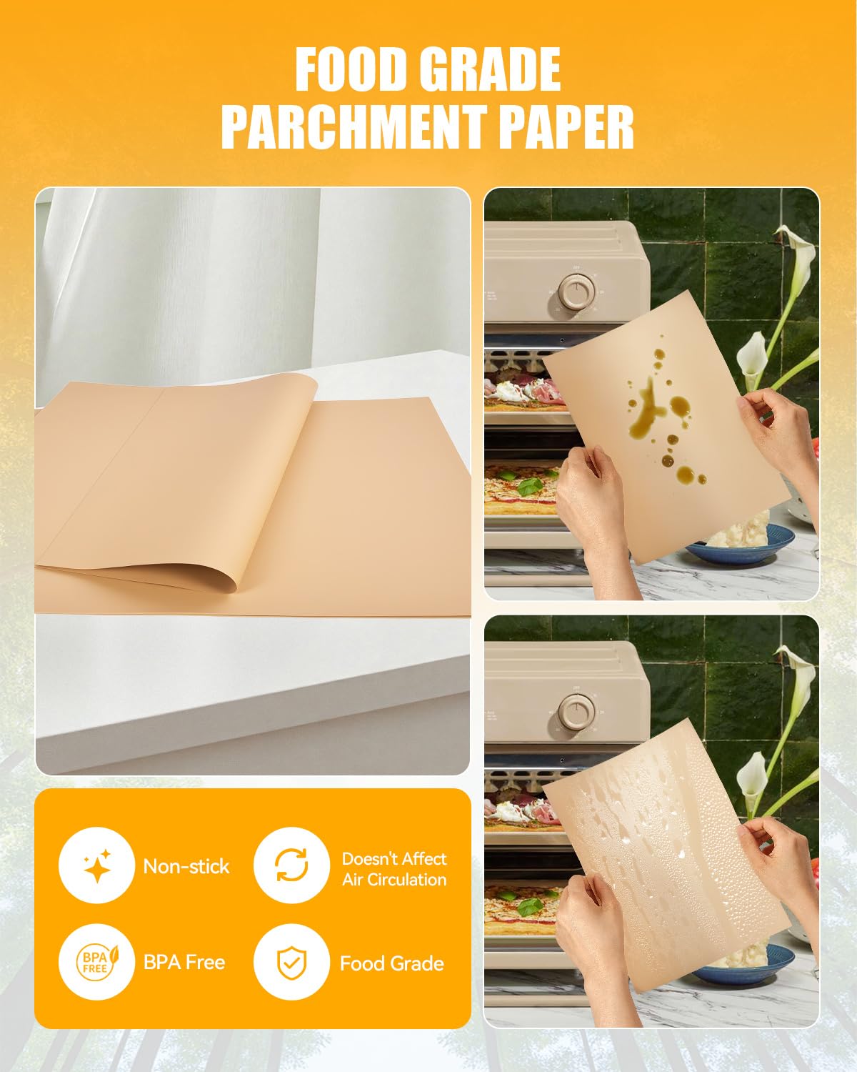 MMH bleach-free food-grade parchment keeps meals safe and delicious.