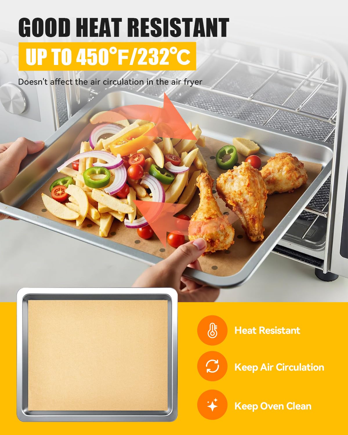 MMH parchment liners with holes for improved airflow and crisp results.