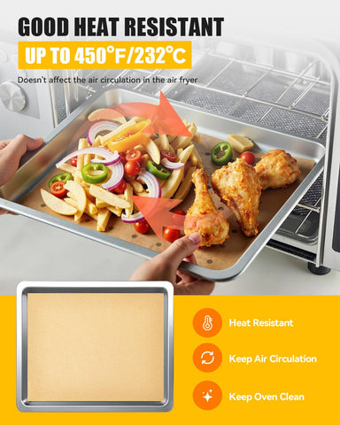 MMH parchment liners with holes for improved airflow and crisp results.