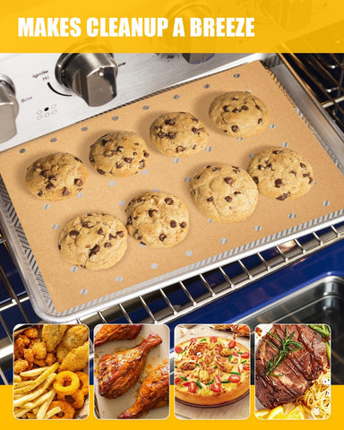 MMH reusable baking mats, Teflon-coated and BPA-free for durable cleanup.