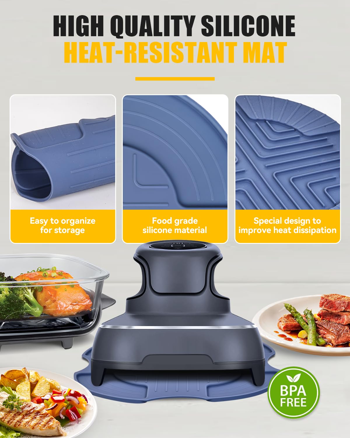Dishwasher-safe MMH silicone mat for easy cleaning and reuse