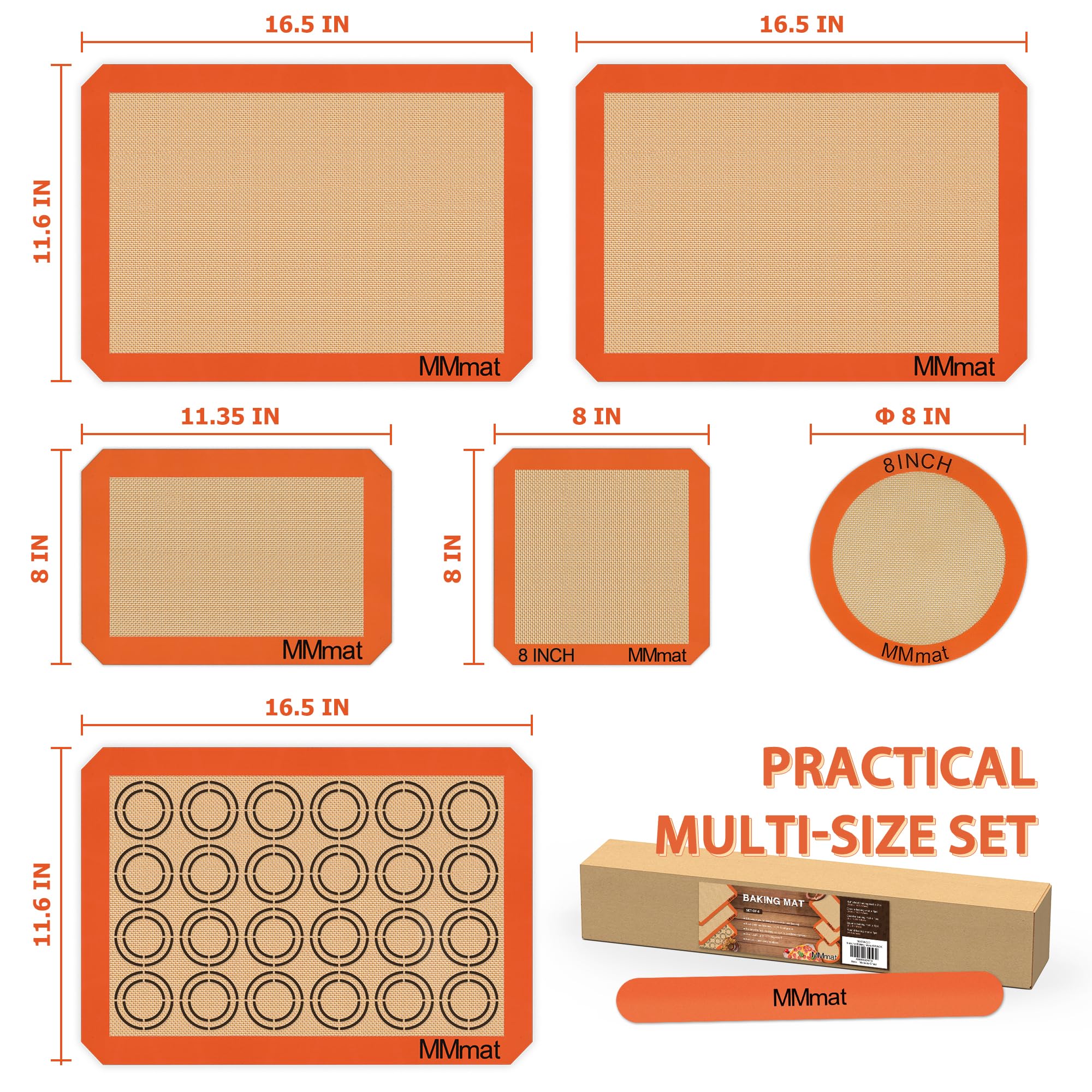 MMM MAT heat-resistant baking mats suitable for temperatures up to 500°F.