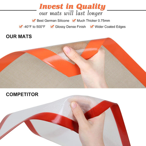 MMMAT silicone baking mat being wiped clean after use for quick maintenance.