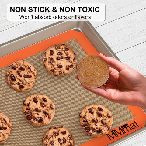 MMMAT silicone baking mat close-up highlights the nonstick texture for clean food release.