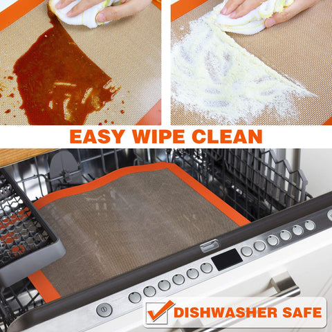 MMMAT silicone baking mat set of two laid flat for compact storage.