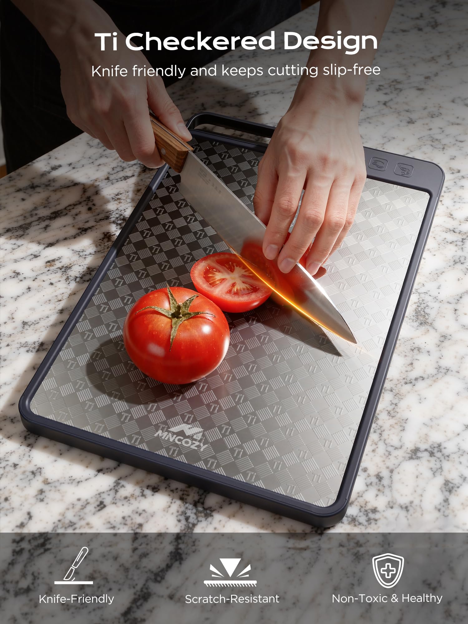 MNCOZY cutting board is lightweight yet sturdy for easy handling.