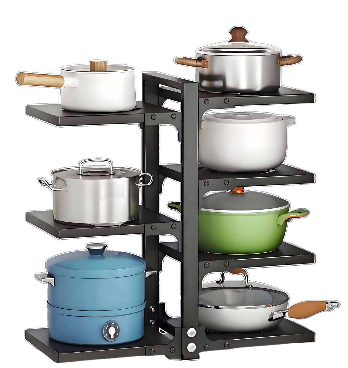 Mnftive adjustable pot and pan organizer under-shelf for easy access and space saving
