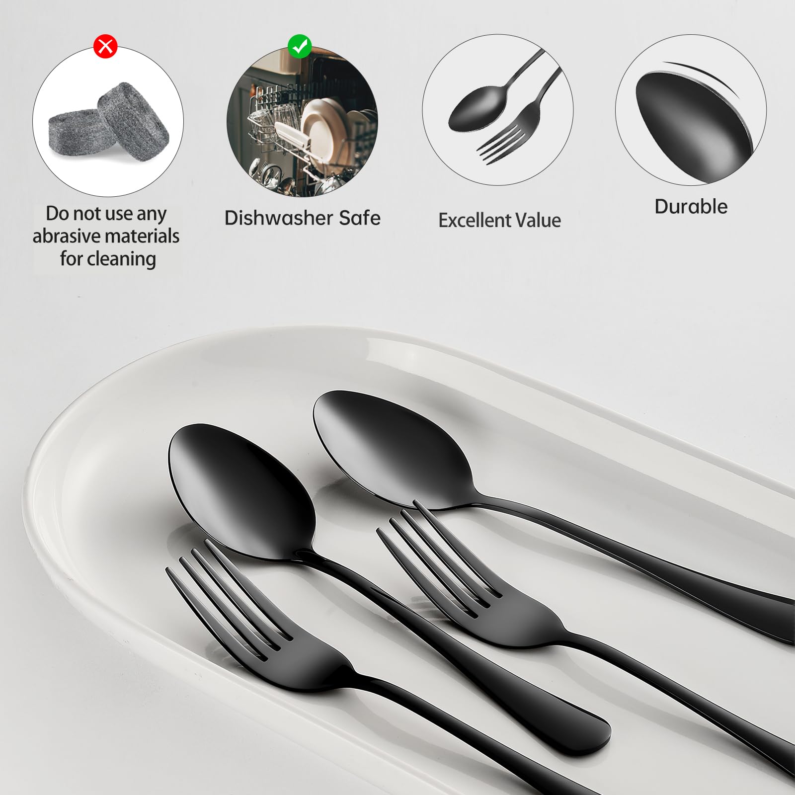 MNLWSP black flatware adds elegant dining flair