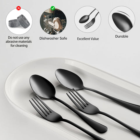 MNLWSP black flatware adds elegant dining flair