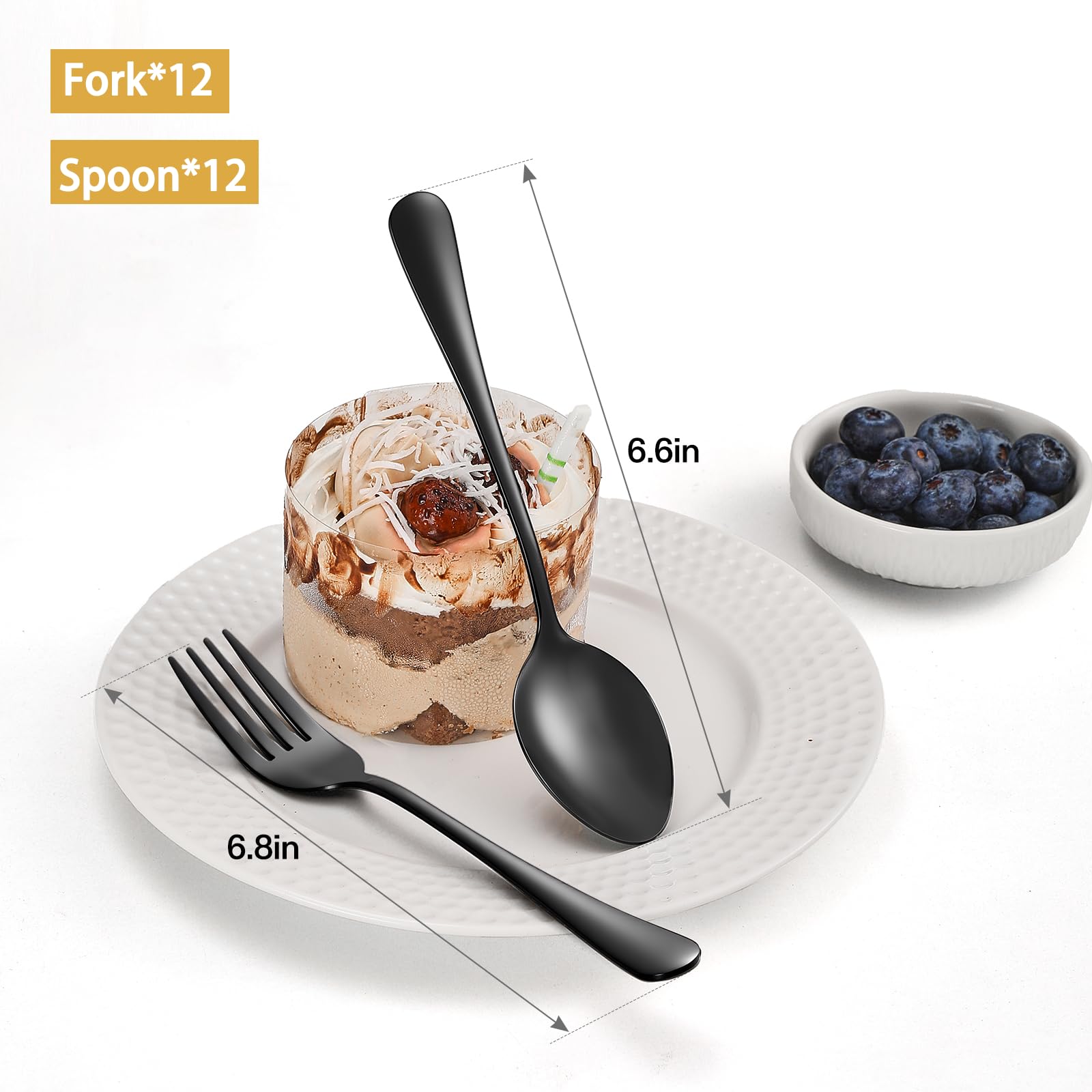 Modern table setting showcased with black utensils