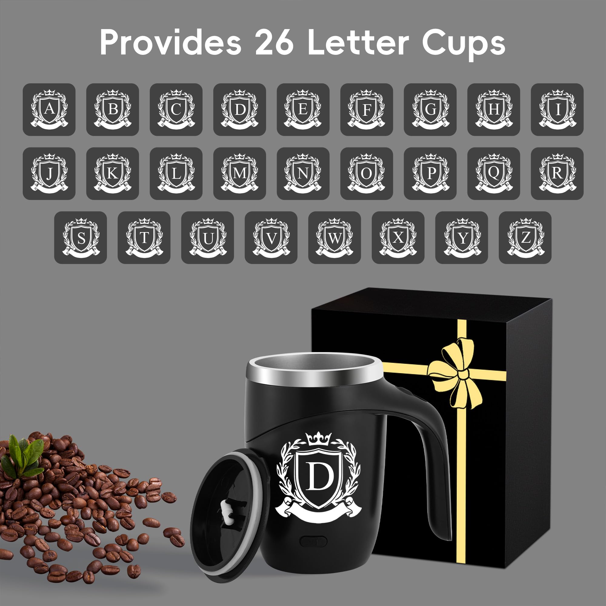 MNZZ Initial Magnetic Stirring Mug lid-off close-up highlights easy assembly and clean stirring mechanism