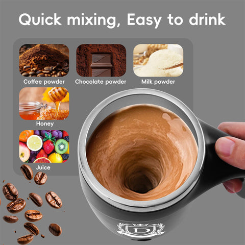 MNZZ Initial Magnetic Stirring Mug USB-recharge view demonstrates convenient power for travel-friendly use