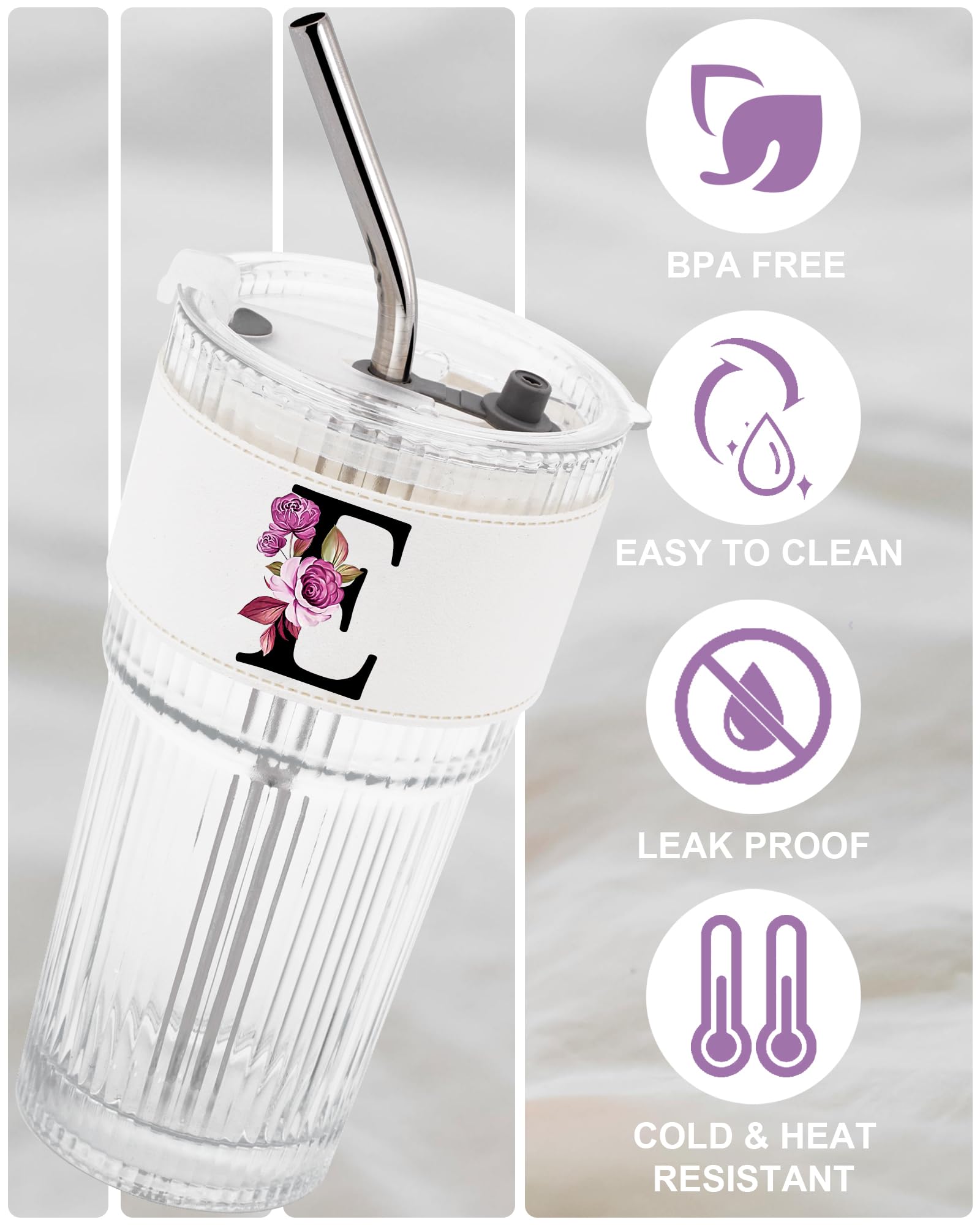 MNZZ leather-covered monogram adds a personal touch to a glass