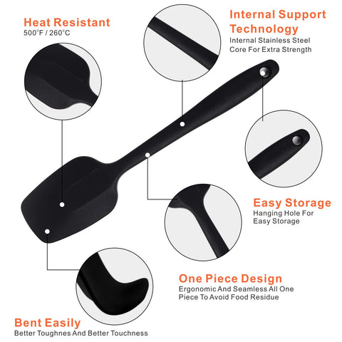 MOACC silicone spatulas hanging-loop for easy storage and quick drying after washing.