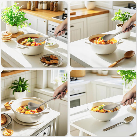 MOACC solid turner close-up shows sturdy edge protecting non-stick cookware.