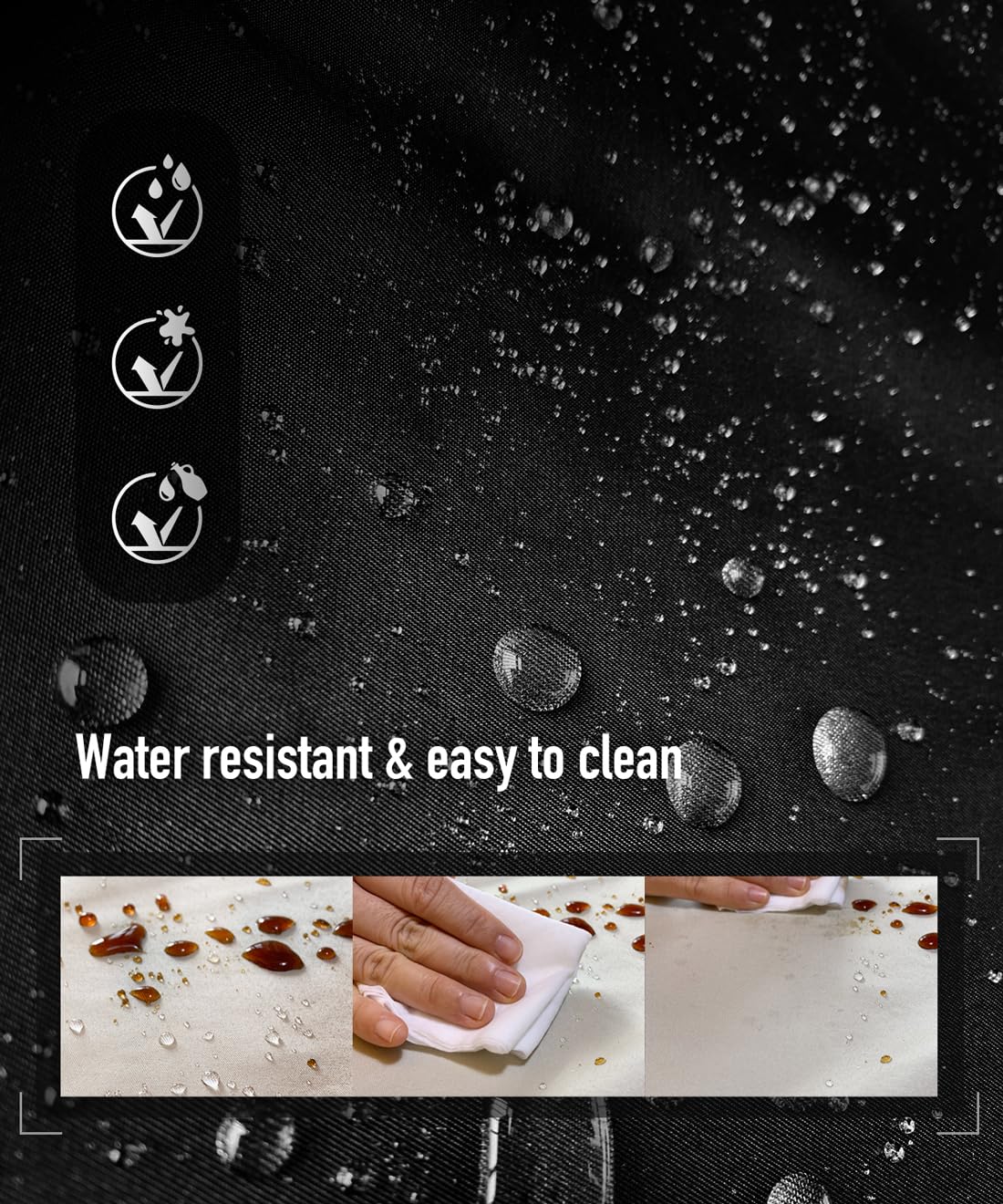 Moanlor Art fabric is water-resistant and easy to clean after meals.