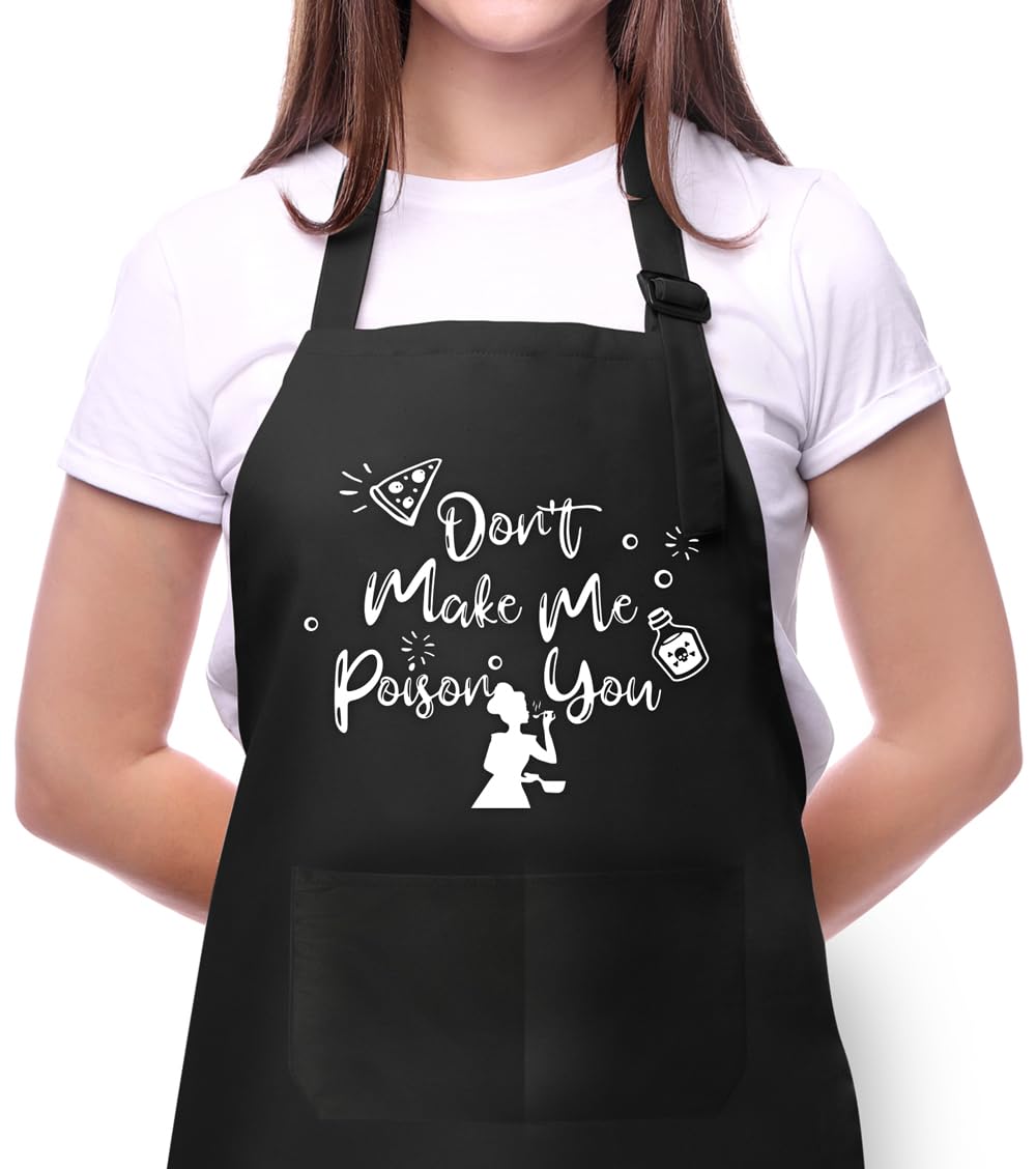 Moanlor Art funny apron front view with pockets for easy cooking prep.