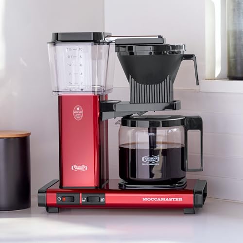 Moccamaster KBGV Select candy apple red control panel, intuitive controls for quick brews