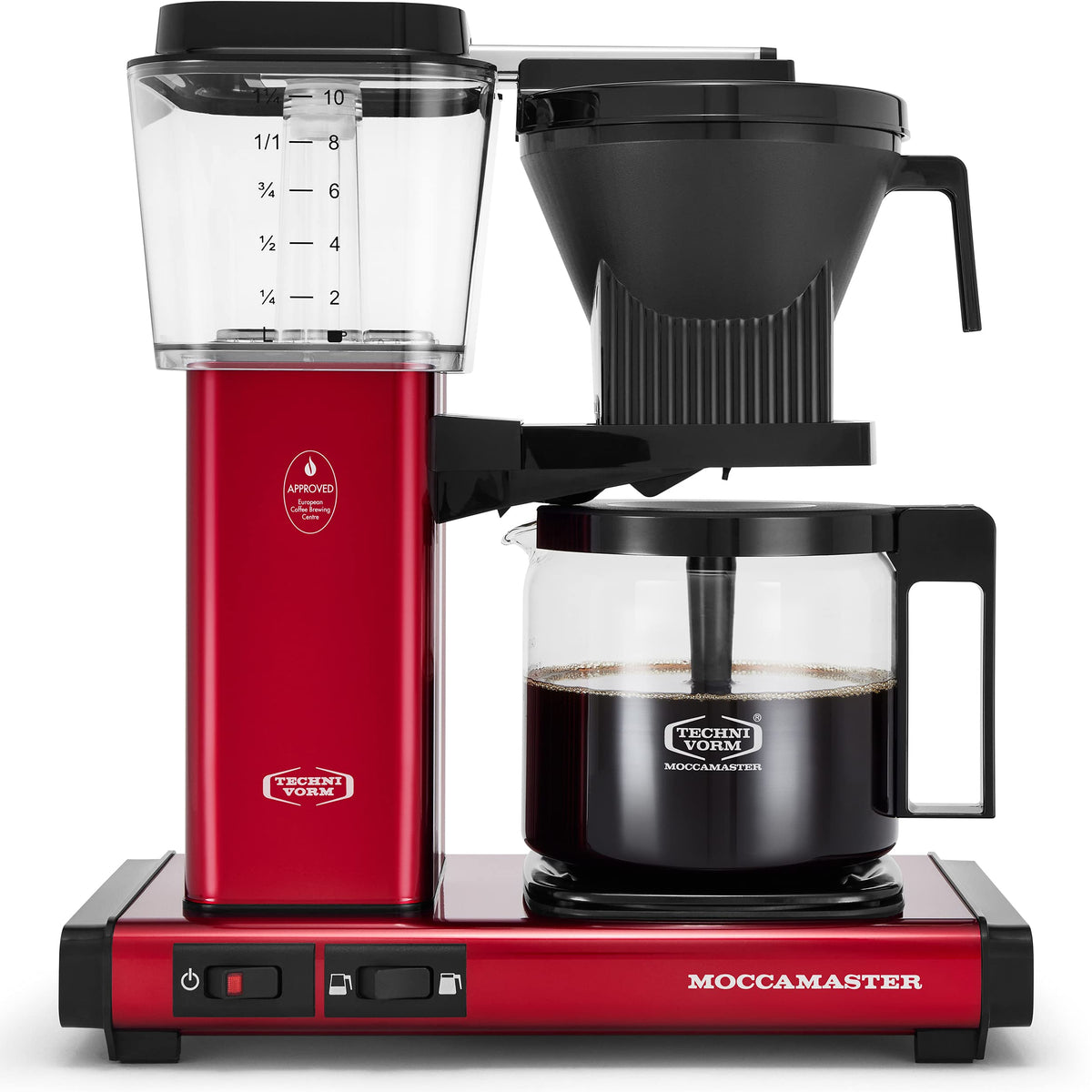 Moccamaster KBGV Select candy apple red front view, reliable daily coffee for busy mornings