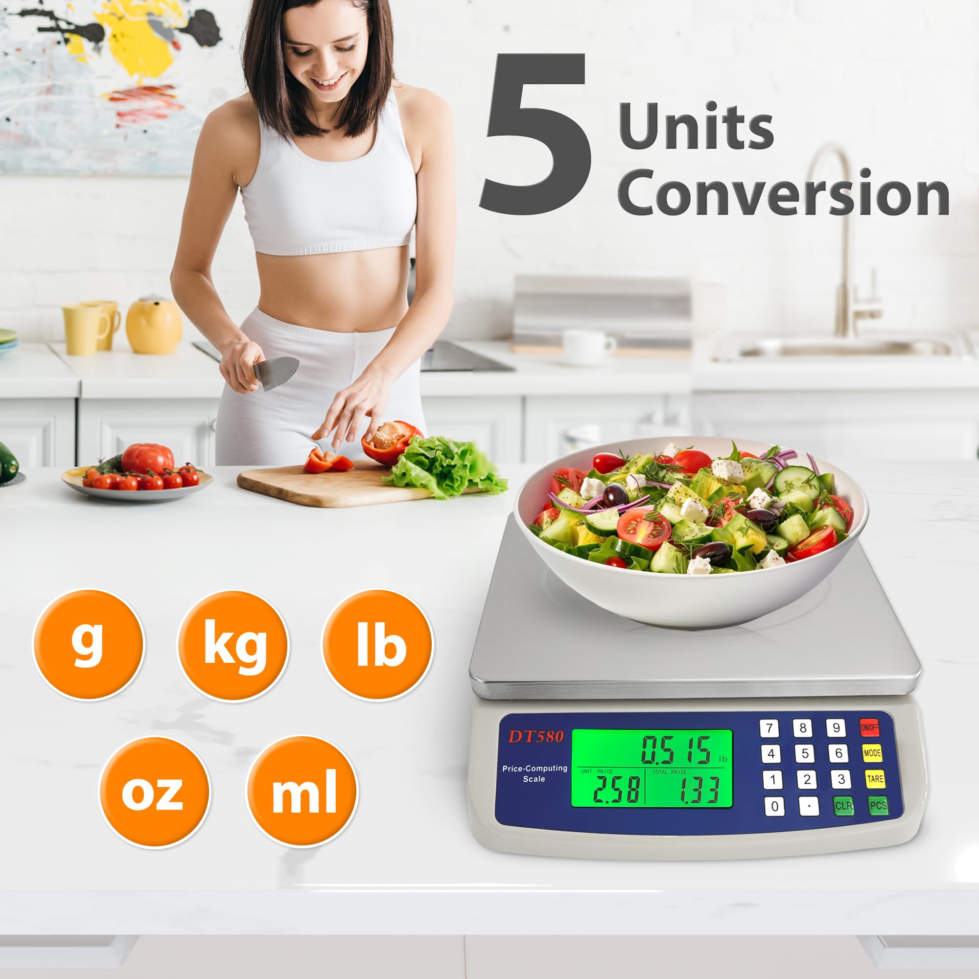 MOCCO deli scale showing pricing, weight, and tare features for checkout.