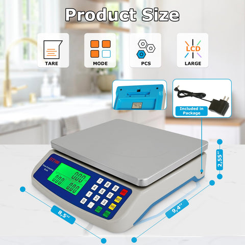 MOCCO scale LCD display with green backlight for easy reading.
