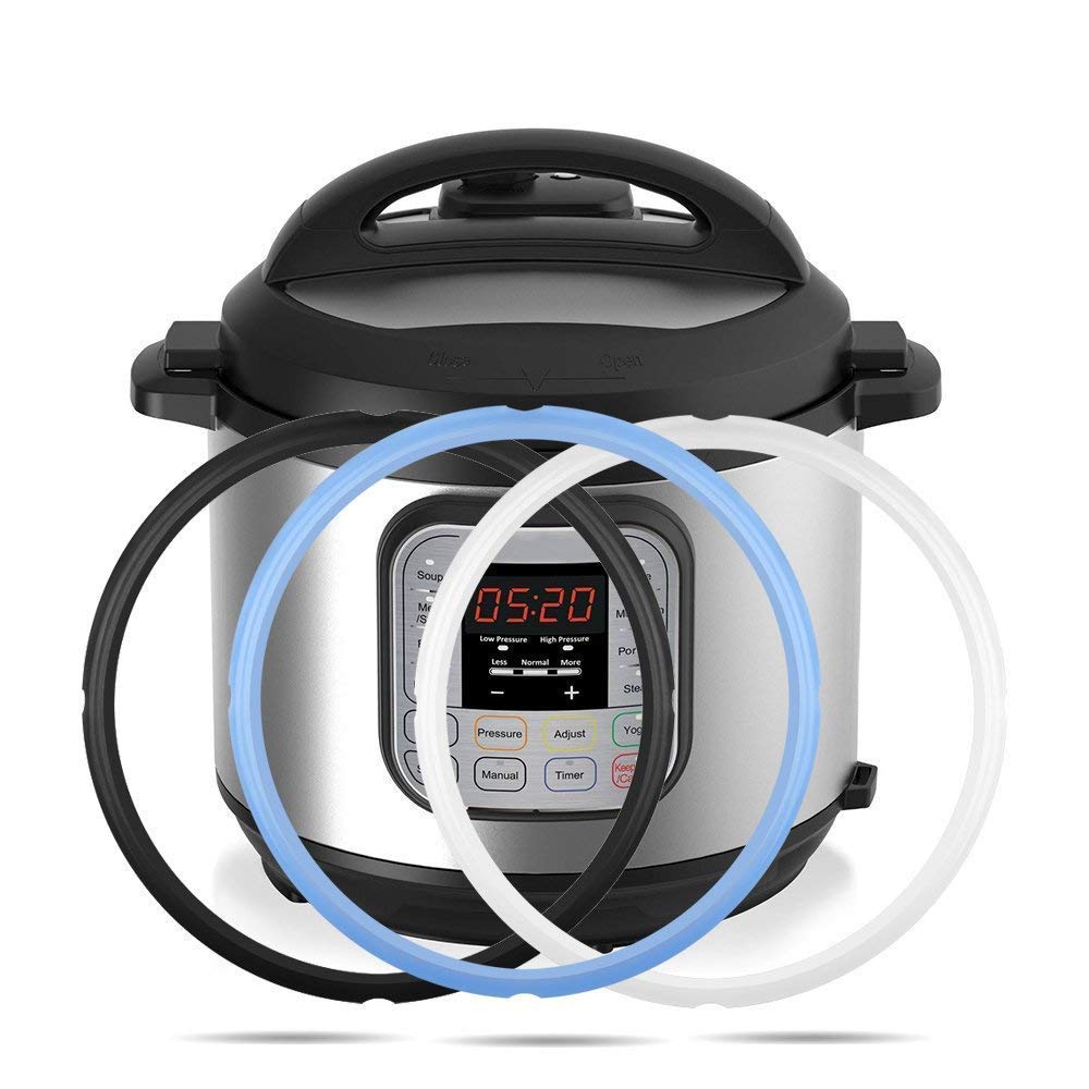 Three-pack Mocoosy silicone sealing rings for Instant Pot replacements.