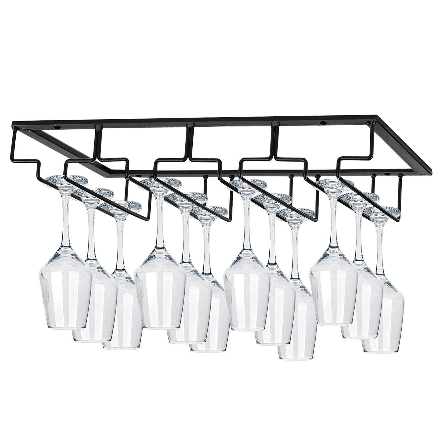 MOCOUM under-cabinet wine glass rack with four rows keeps stemware organized and accessible