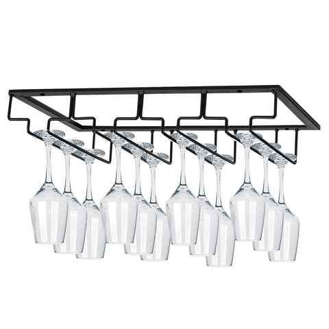 MOCOUM under-cabinet wine glass rack with four rows keeps stemware organized and accessible