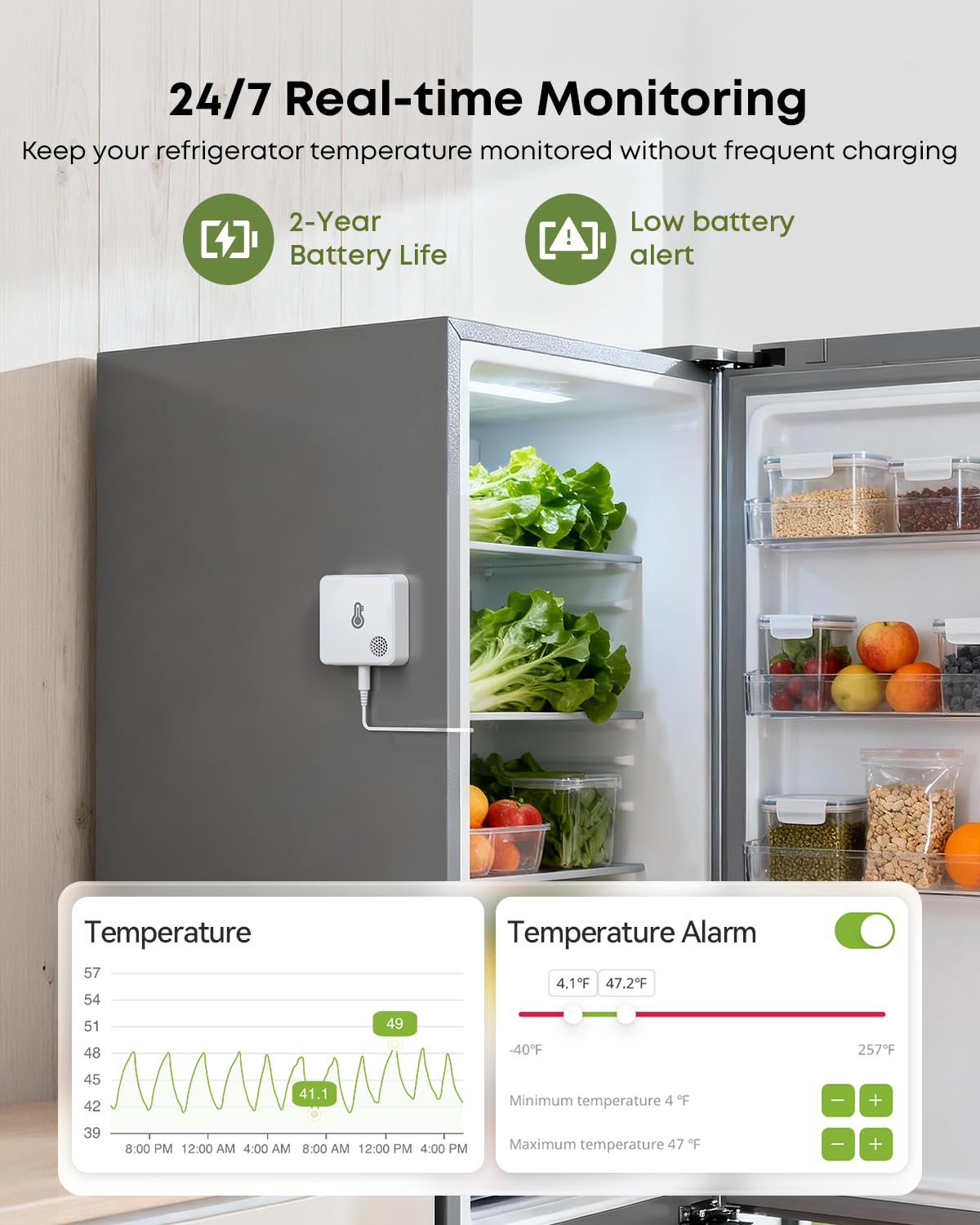 MOCREO Alexa compatibility for quick voice fridge temperature checks.