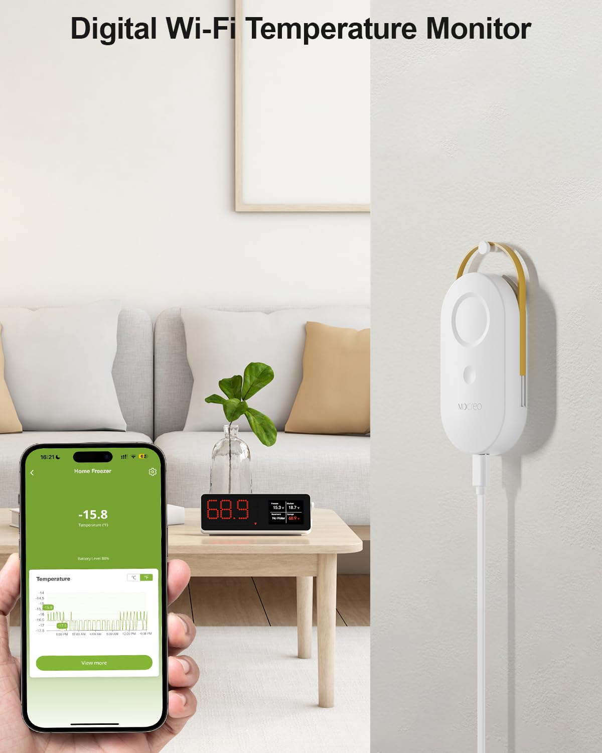 MOCREO external probe compatibility enables synchronized temperature monitoring.