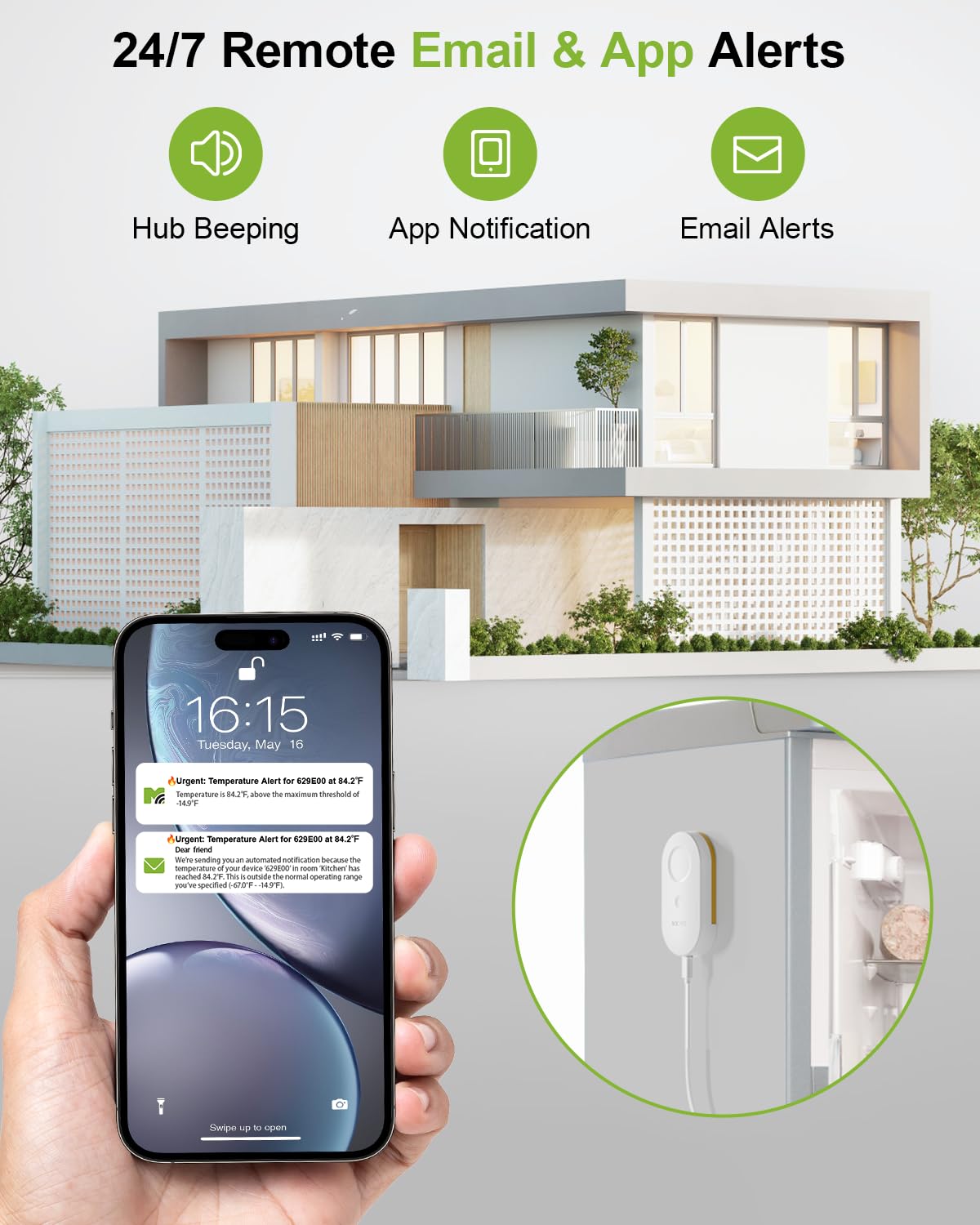 MOCREO remotely monitored temperatures trigger app and email alerts to prevent spoilage.